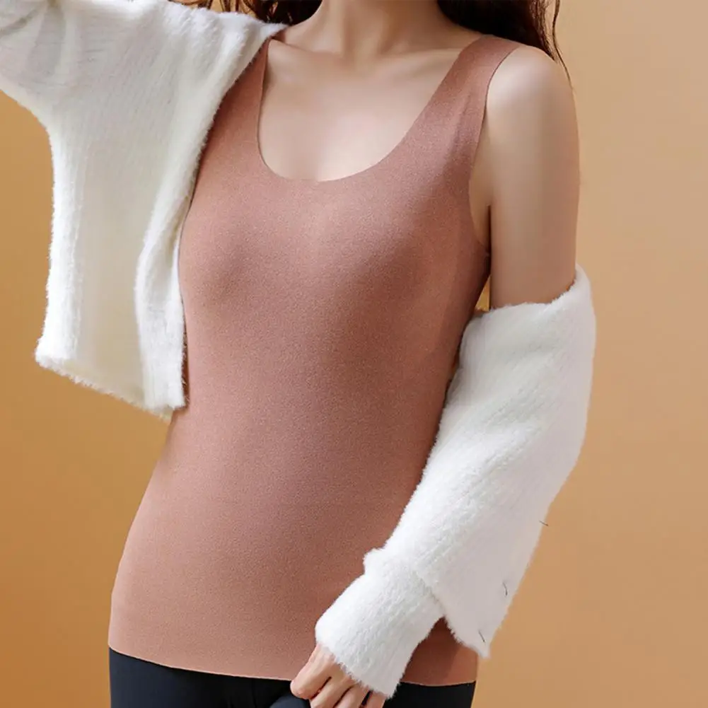 Thickened Vest Thermal Vest for Women Autumn-winter De Velvet Size Tank Top Solid Color Warm Underwear Bottoming Tops Autumn