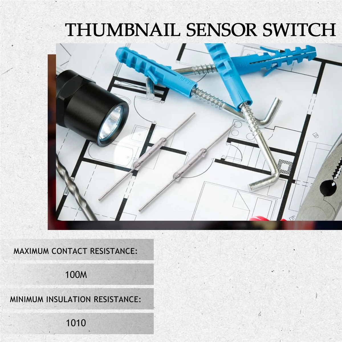 Interruptor Miniatura Do Contato De Reed, 14mm x 2mm, 44mm Comprimento, 10 Pcs
