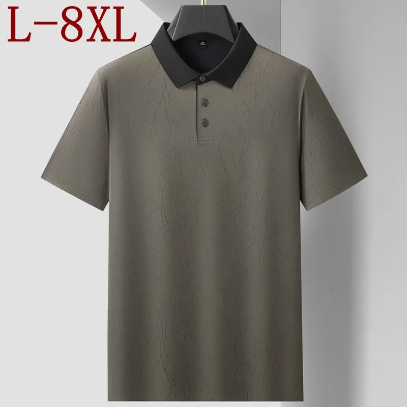 

Мужские поло-рубашки класса люкс 8XL, 7XL, 6XL, новинка лета 2026: дышащие, свободные, с отложным воротником, брендовые футболки для мужчин