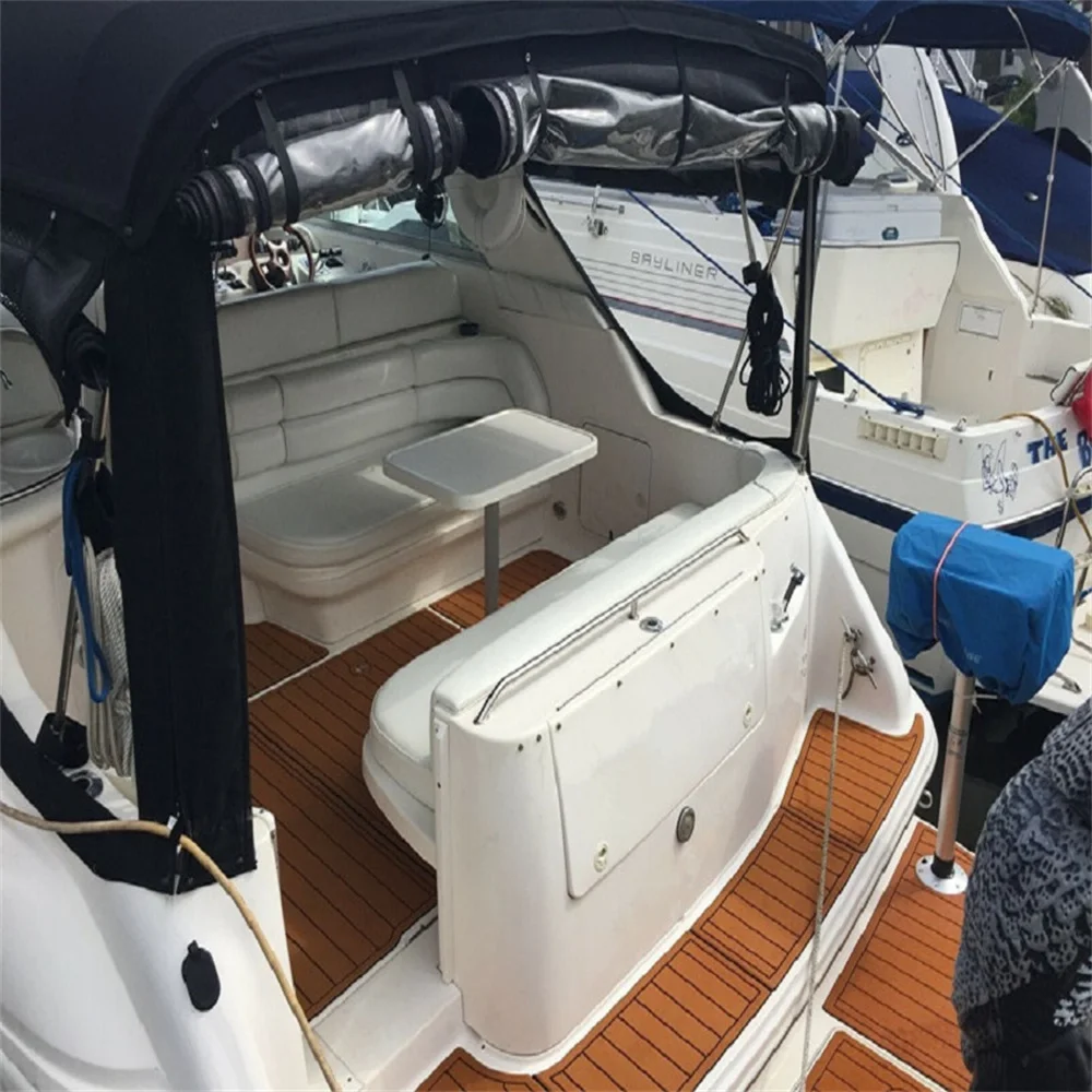 1995-1999 Sea Ray Sundancer 330 منصة السباحة قمرة القيادة وسادة قارب إيفا خشب الساج الطابق SeaDek MarineMat Gatorstep نمط ذاتية اللصق KJ2