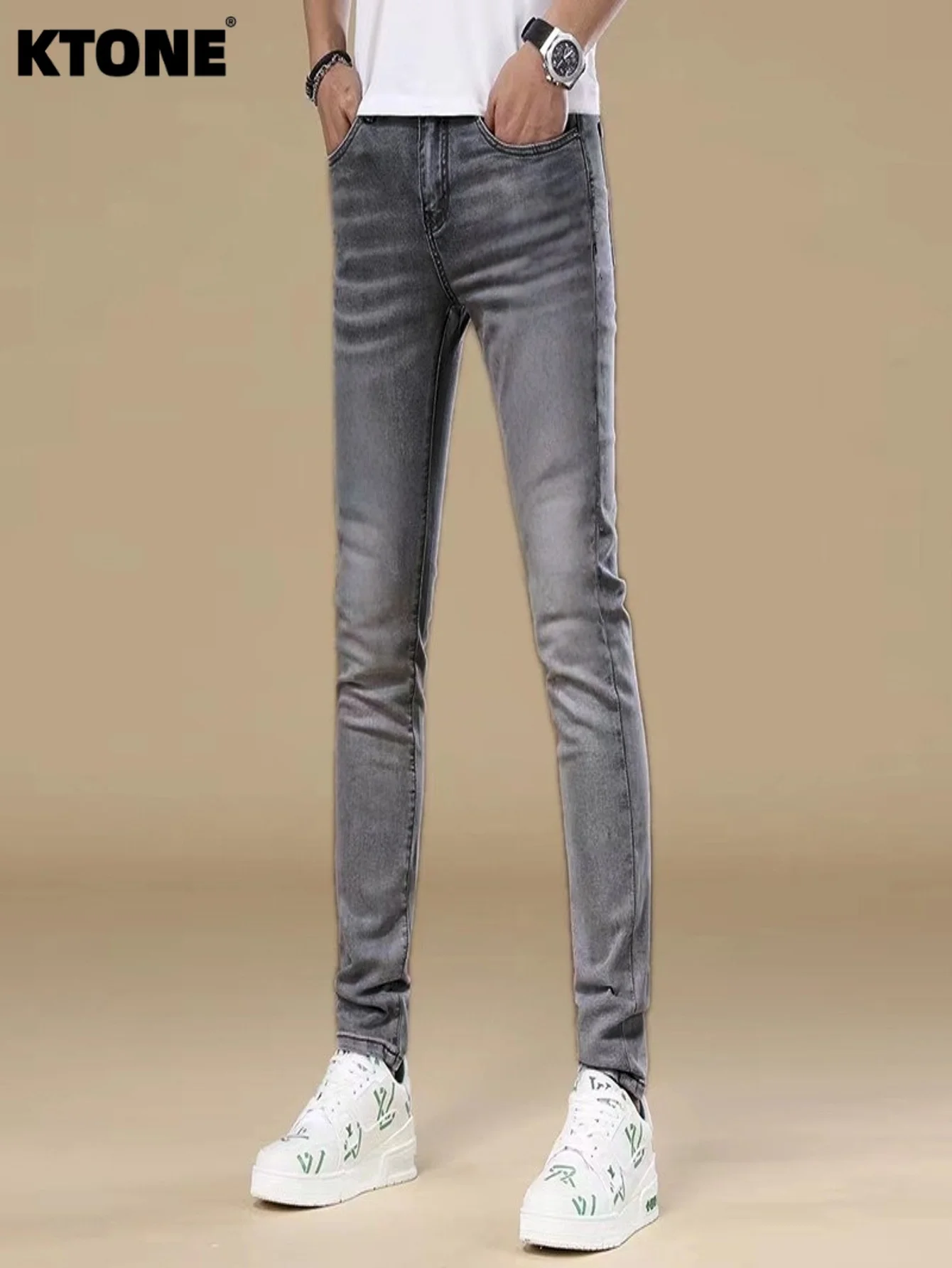 

Gray Tight Slim Jeans For Man Drip Original Denim Unisex Y2k Clothes Fashion Man Pants No accessories or belts included