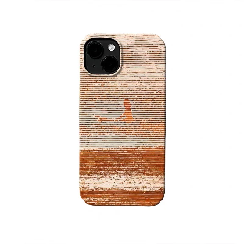 

Orange Ocean Boating Blurred Painting Shockproof Case for IPhone 16 15 14 13 Pro Max Back Phone Cover for 12 11 Pro XS XR Cover