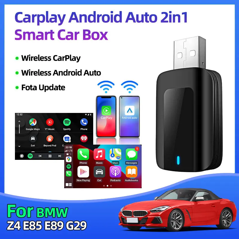 Для BMW Z4 E85 E89 G29 Беспроводной CarPlay Android Auto USB-ключ Умный беспроводной адаптер Wi-Fi Bluetooth Автоматическое подключение Обновление