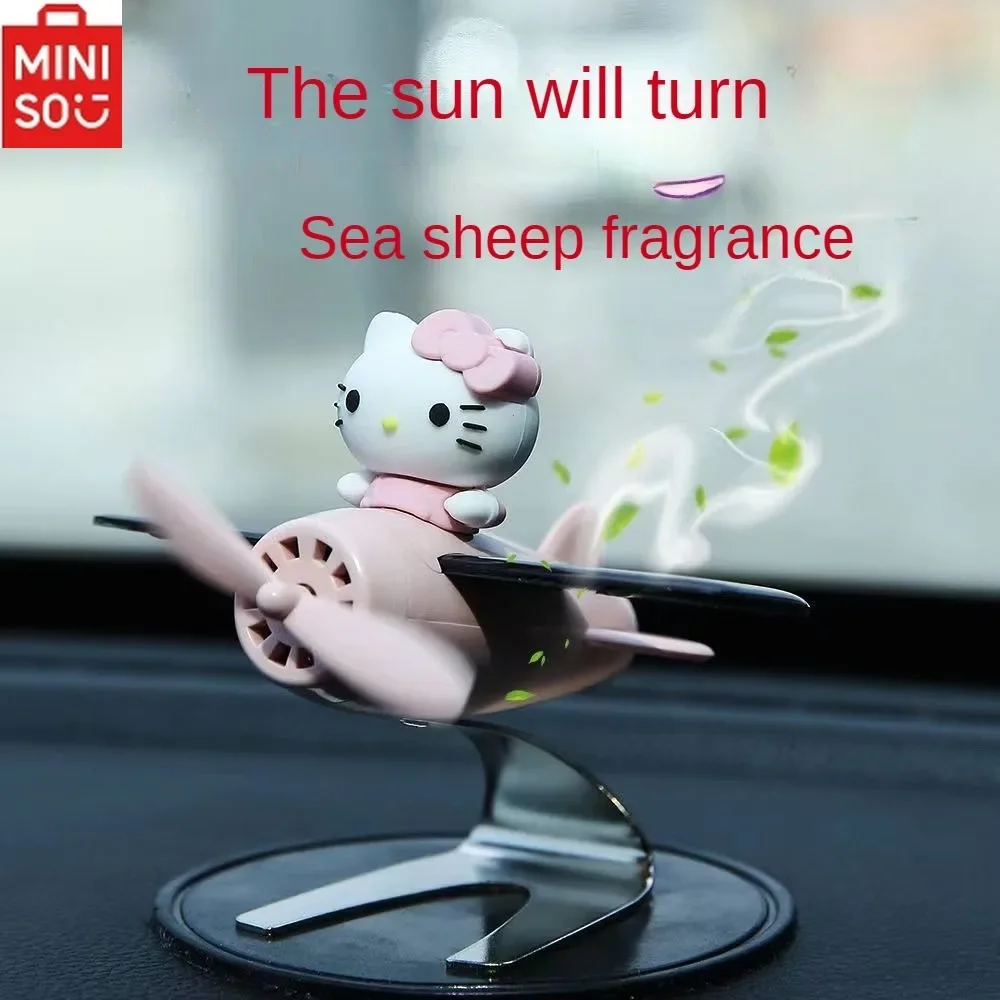 

MINISO HelloKitty Car Aromatherapy Solar Rotating Airplane Ornaments Cute Deodorizing Lasting Fragrance Ladies Car Decoration