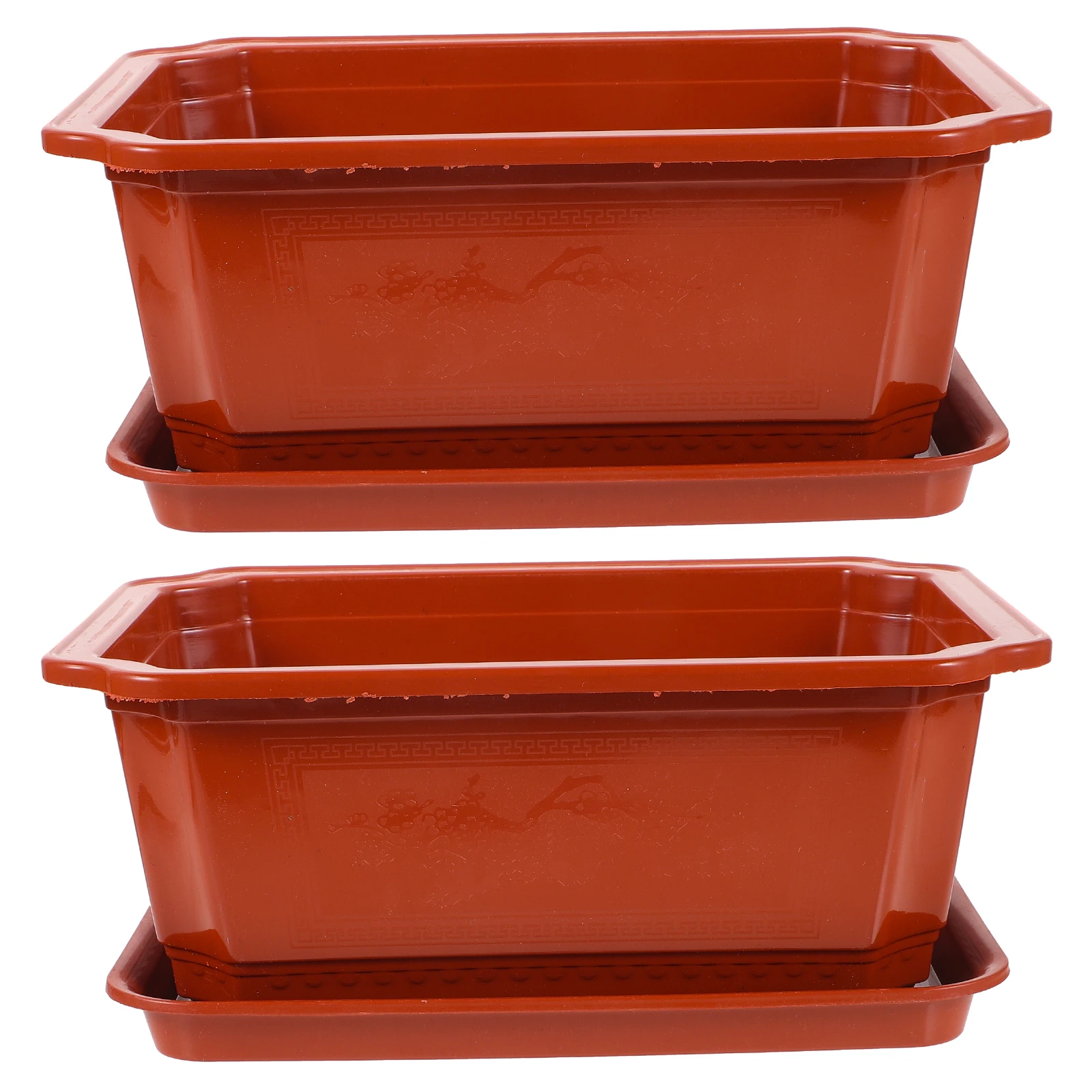 

2Pcs Large Oval Flowerpot Plastic Indoor Planter Pots Bonsai Watering Bowl Office Gardening Container Plant Vase