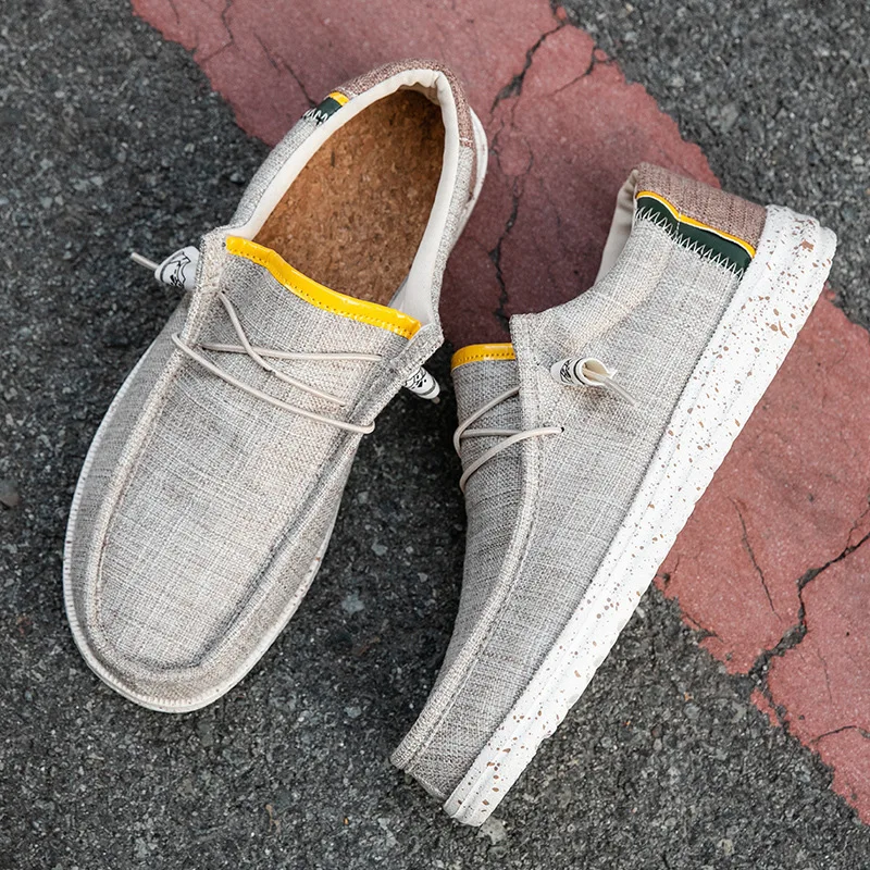 

Men's Shoes Canvas Loafers Comfortable Breathable Men's Casual Driving Vulcanized Flat Men Walking Shoes