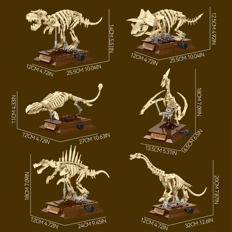 Blocchi da Costruzione Fossili di Scheletro di Dinosauro, Modello Tyrannosaurus Rex di Jurassic Park World, Mattoncini Regalo, Ornamenti e Decorazioni