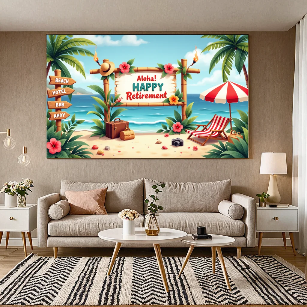Тропический баннер из бамбукового материала, пляжный декор, тема Алоха, легкий знак «Счастливый выход на пенсию» для фото, курорт на открытом воздухе