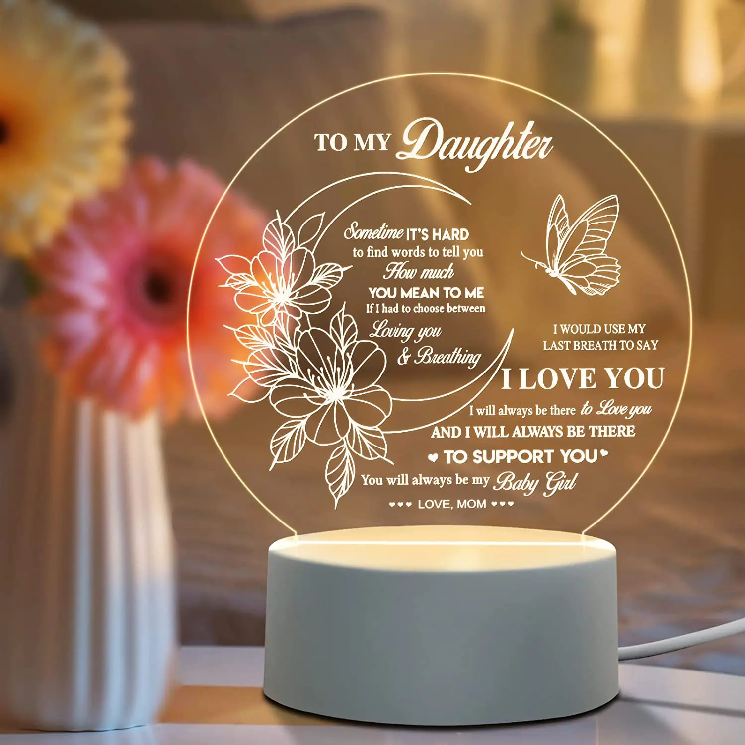 1pc Heartfelt Daughter Gifts - Personalized Night Light for Valentine\'s Day, Birthdays, Graduation, and Weddings