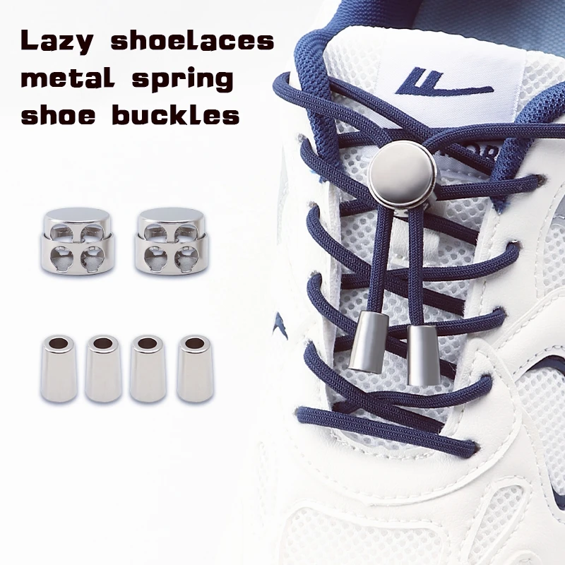 2er-Set Schnürsenkel mit Federverschluss, ohne Schnürsenkel, mit Metallschnalle, runde, elastische Schnürsenkel, für Sneaker, Schnürsenkel ohne Binden, Schuhzubehör.