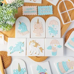 Cute Unicorn Birthday Cookie Plunger Cutters Fondant Cake Mold Biscuit Sugarcraft Cake Decorating Tools Cookie Stamp