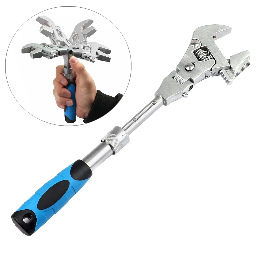 5 In 1 Torque Wrench 10 Inch Adjustable Ratchet Wrench 180 Degree Folding Spanner Household Maintenance Manual Repair Tool