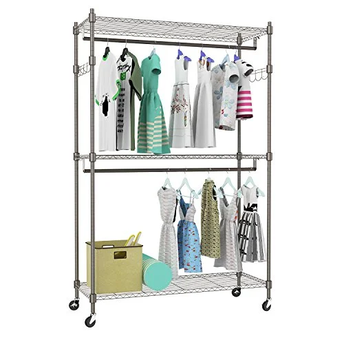 

Three-Layer Chrome Plated Stainless Steel Silver Non-Folding Multifunction Clothes Rack Sturdy Metal Drying Rack 200kg