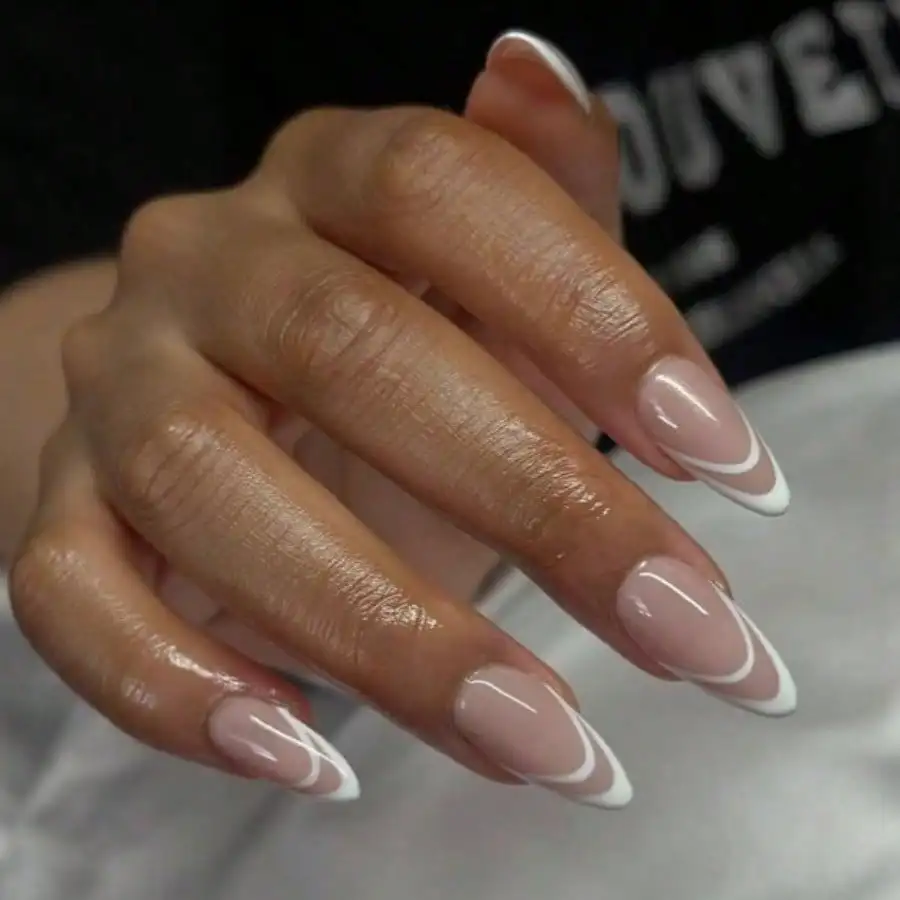 

24 шт. накладных ногтей с белой отделкой в стиле френч, многоразовые, салонного качества, для женщин и девушек, для повседневной носки, офиса, вечеринок, свиданий, свадеб