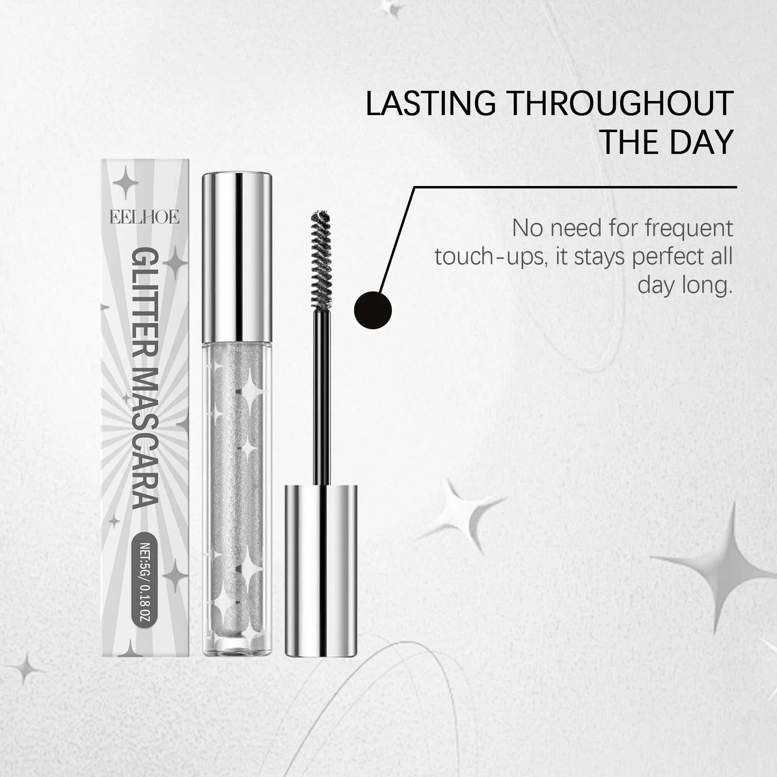 Eelhoe الفضة فلاش ماسكارا كريم أكثر سمكا إطالة تشكيل دائم الضفيرة غير لطخة تجميل ضد الماء أداة رمش الكريمات #4