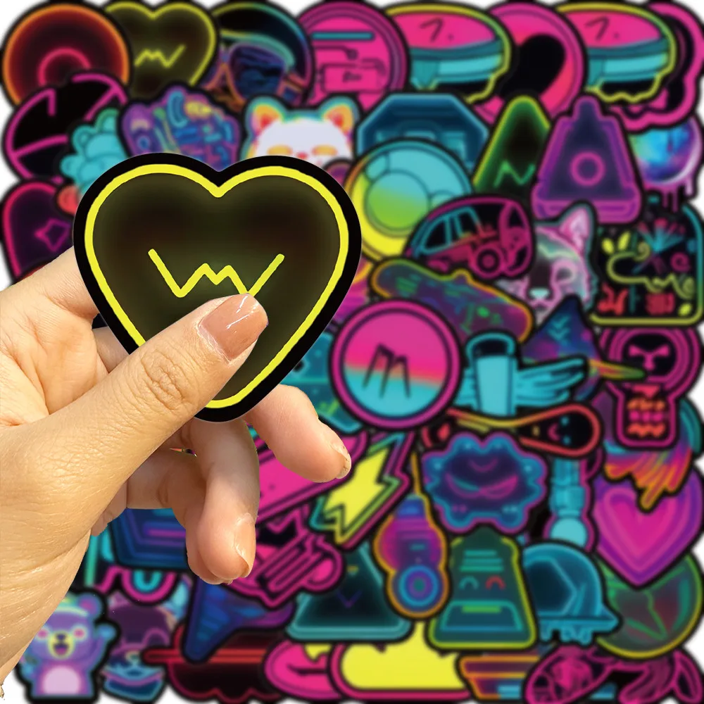 ملصقات على شكل نيون مكونة من 60 قطعة - ديكور نابض بالحياة للعناصر اليومية والأدوات الإلكترونية (متجر Anime Worlds)