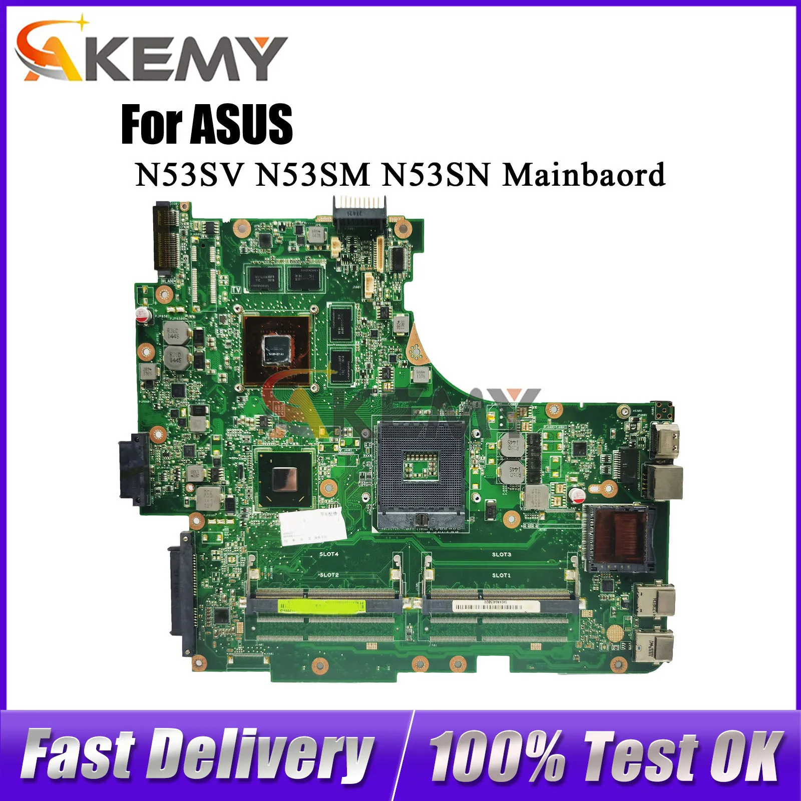 

Материнская плата для ноутбука ASUS N53SV, совместимая с моделями N53SN, N53SV, N53S, N53SM. В наличии, 100% протестировано, быстрая доставка.