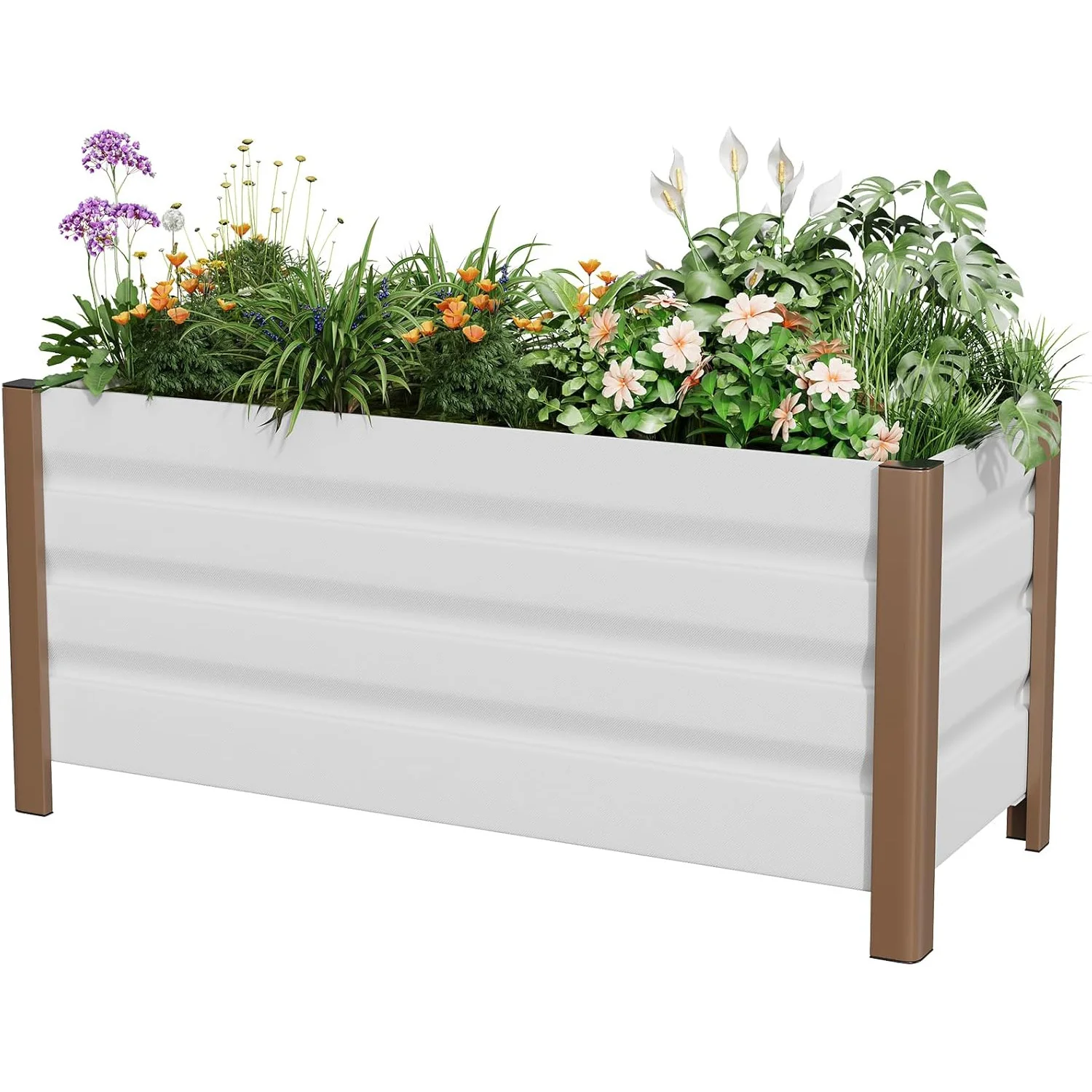 

Aluminum Planter Box,Extra Long Raised Garden Bed with Rounded Corners & Anti-Cut Safety Edging,Deep Design with Drainage Holes