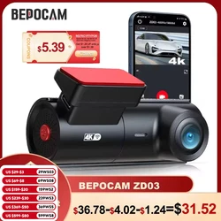 BEPOCAM ZD03 4K Dash Cam voor auto's Wifi met 170 °   Groothoek FOV WDR Nachtzicht Auto DVR 24H Parkeermonitor WIFI & App-bediening