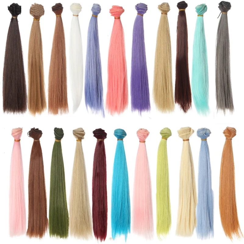 1szt Hair Refires Bjd Hair 25cm * 100CM Black Pink Brown Khaki White Grey Color Long Straight Wig Hair for 1/3 1/4 BJD Diy