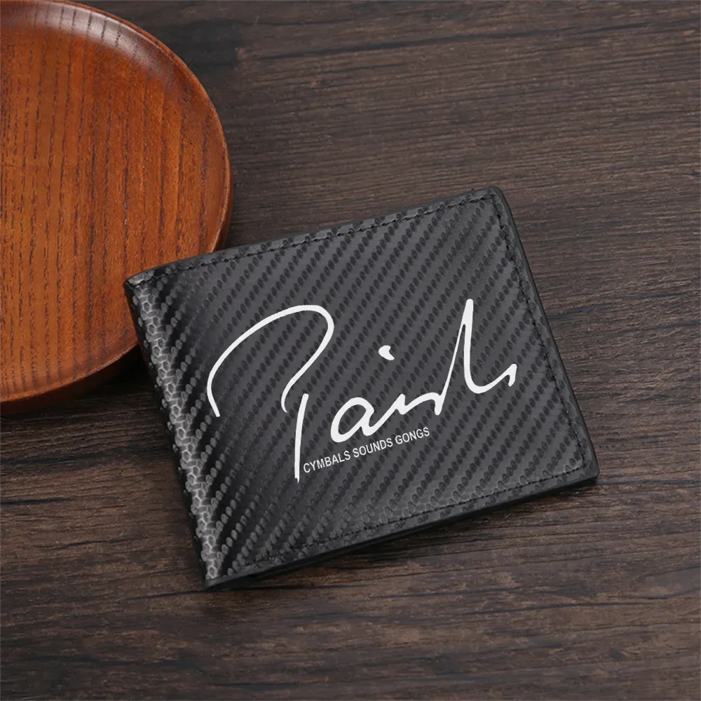 White stylish signature brand logo on black Men's Wallets Simple Business Modern Stylish Printing Design Gifts For Father Boyfri