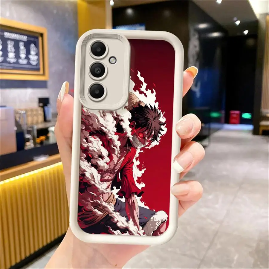 Casing Ponsel untuk Samsung Galaxy A35 A73 A51 A72 A71 A25 A54 A55 A53 A15 A06 A52 Soft Shell Anime One Piece Luffs