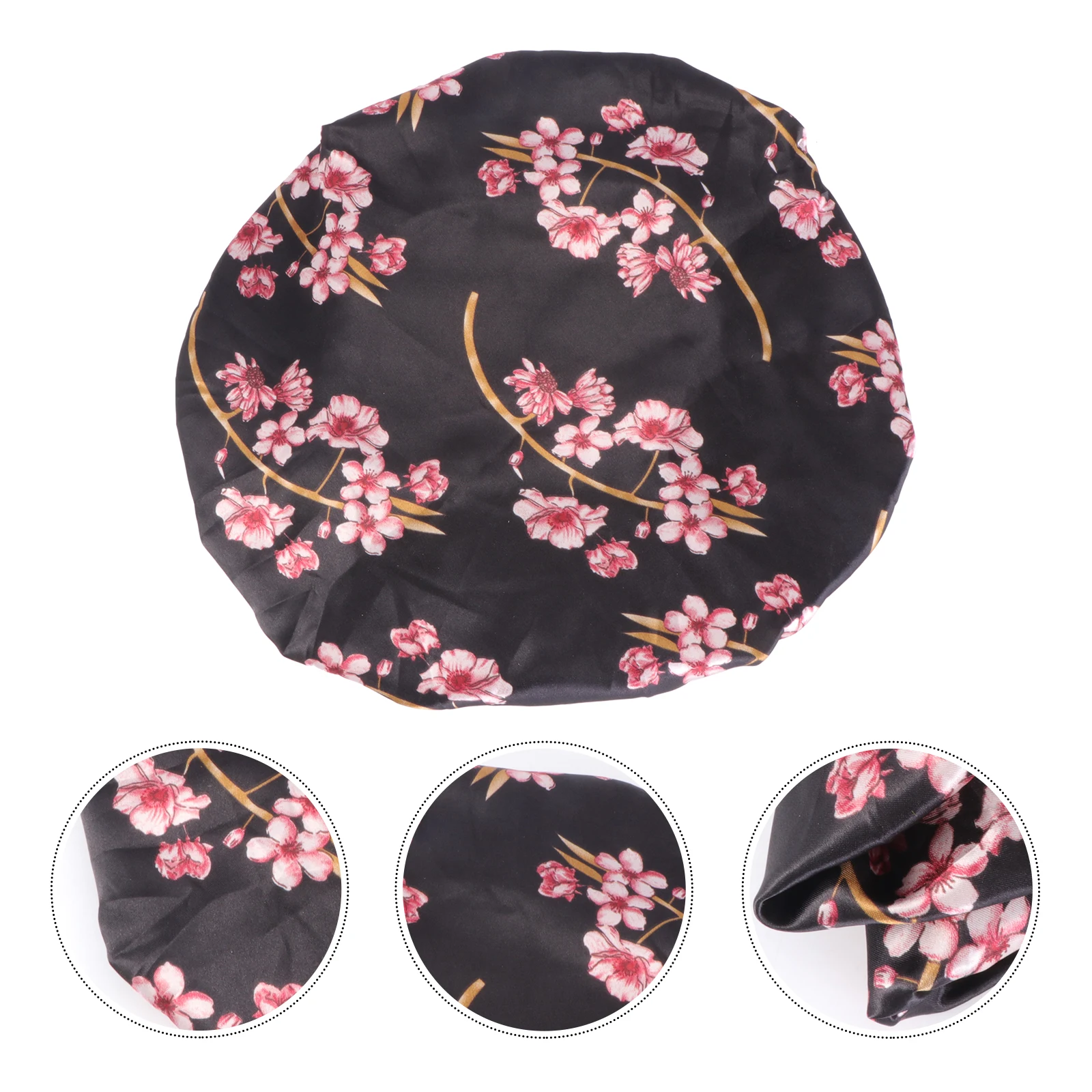 

1pc Satin Sleep Cap For Women Night Hair Care Round Soft Elastic Sleeping Hat Bathing Home Use Comfortable Gift