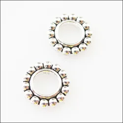 60Pcs Tibetan Silver Color Round Circle Spacer Beads Charms 10mm
