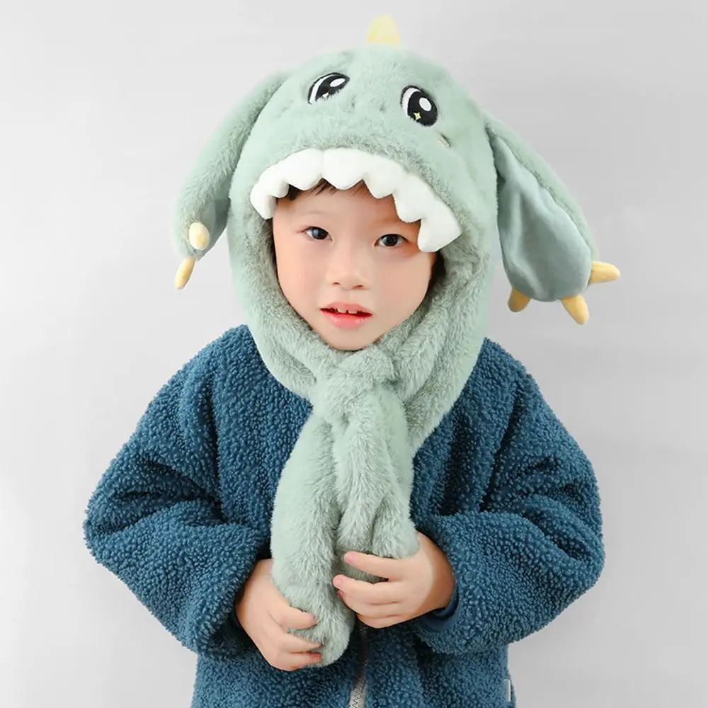 

Fashion Warm Baby Hat With Scarf Windproof Coldproof Warm Ear Protect Cap Cartoon Dragon Baby Cap Outdoor