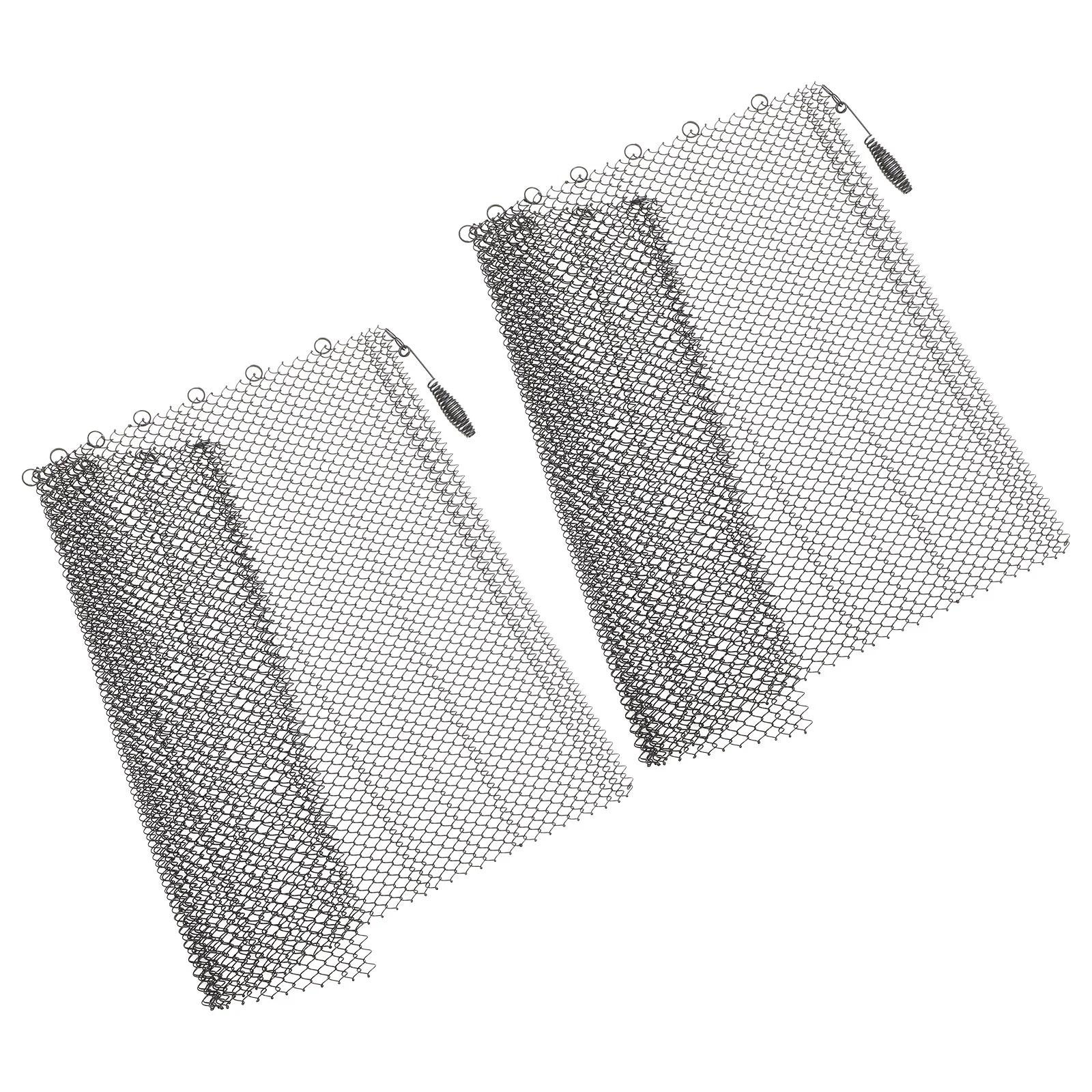 2 Pcs Fireplace Mesh Screens Curtain with Handles Table Decor Iron Curtains Window Shades Metal Guard Lattice Hearth