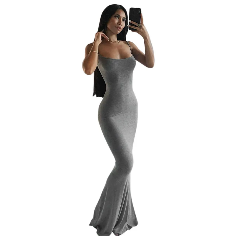 Mulheres sem costas sexy maxi vestido 2025 primavera cetim deslizamento sem mangas magro festa conciso плаloqе feminino bodycon vestido roupas elegantes