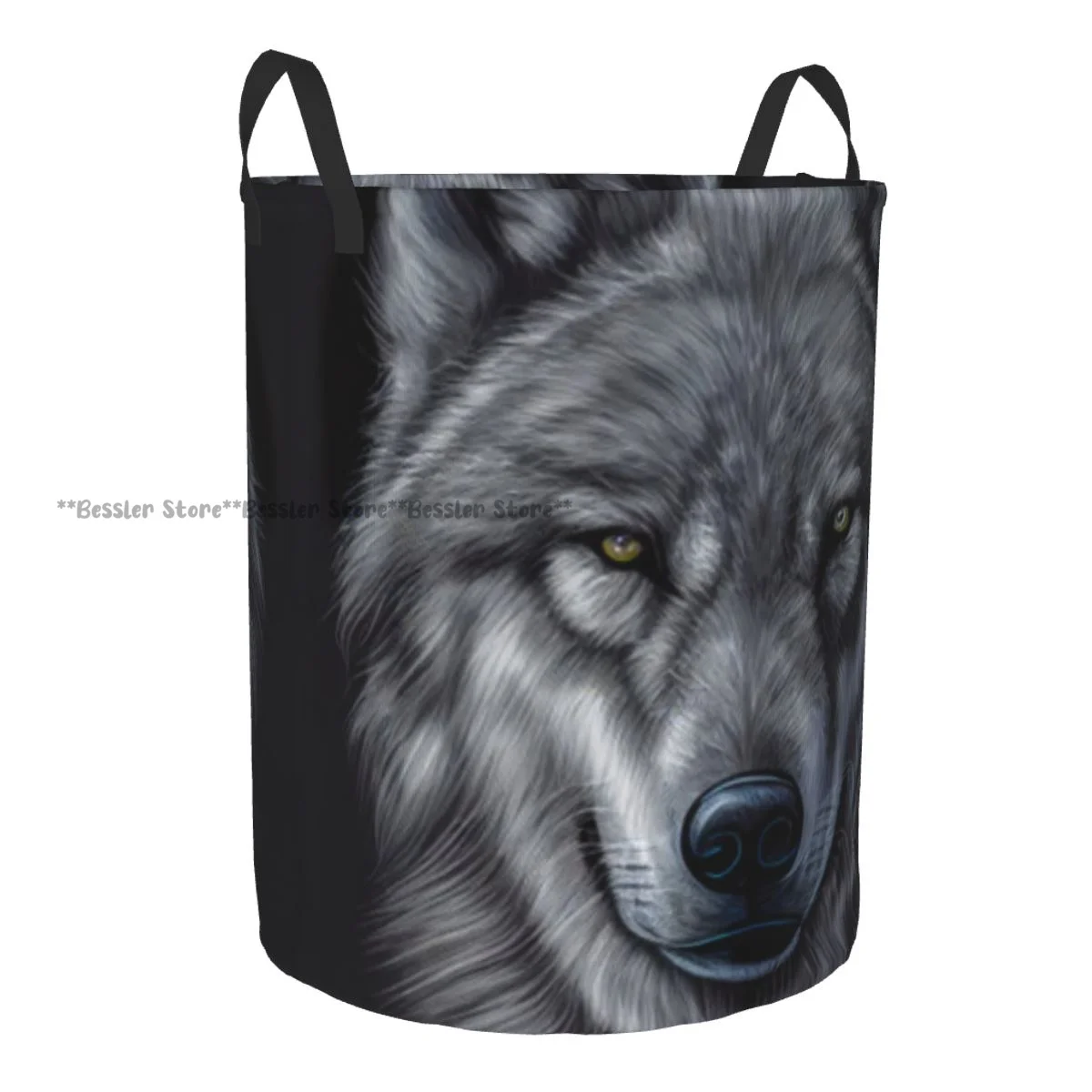 Wolf Illustration Waterproof Storage Bag Household Dirty Laundry Basket Folding Clothes Organizer