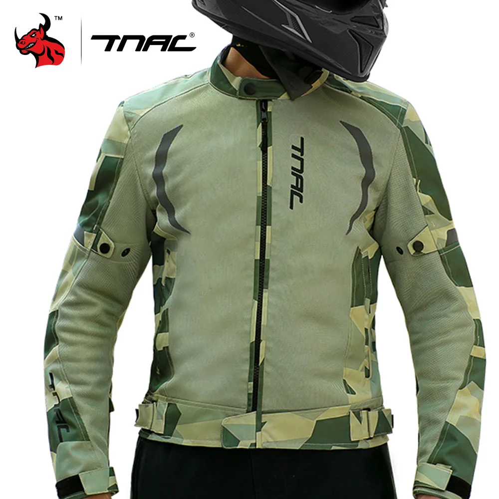 TNAC-Chaqueta de motocicleta para hombre, equipo de protección de 5 piezas, malla transpirable, talla M-5XL