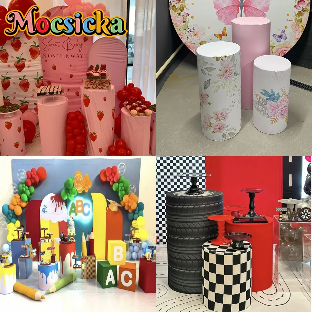 Mocsicka اسطوانة خلفية ديكور لطيف الديناصور الجوراسي فتاة طفل حفلة عيد ميلاد التصوير خلفية عرض الطفل غطاء مخصص