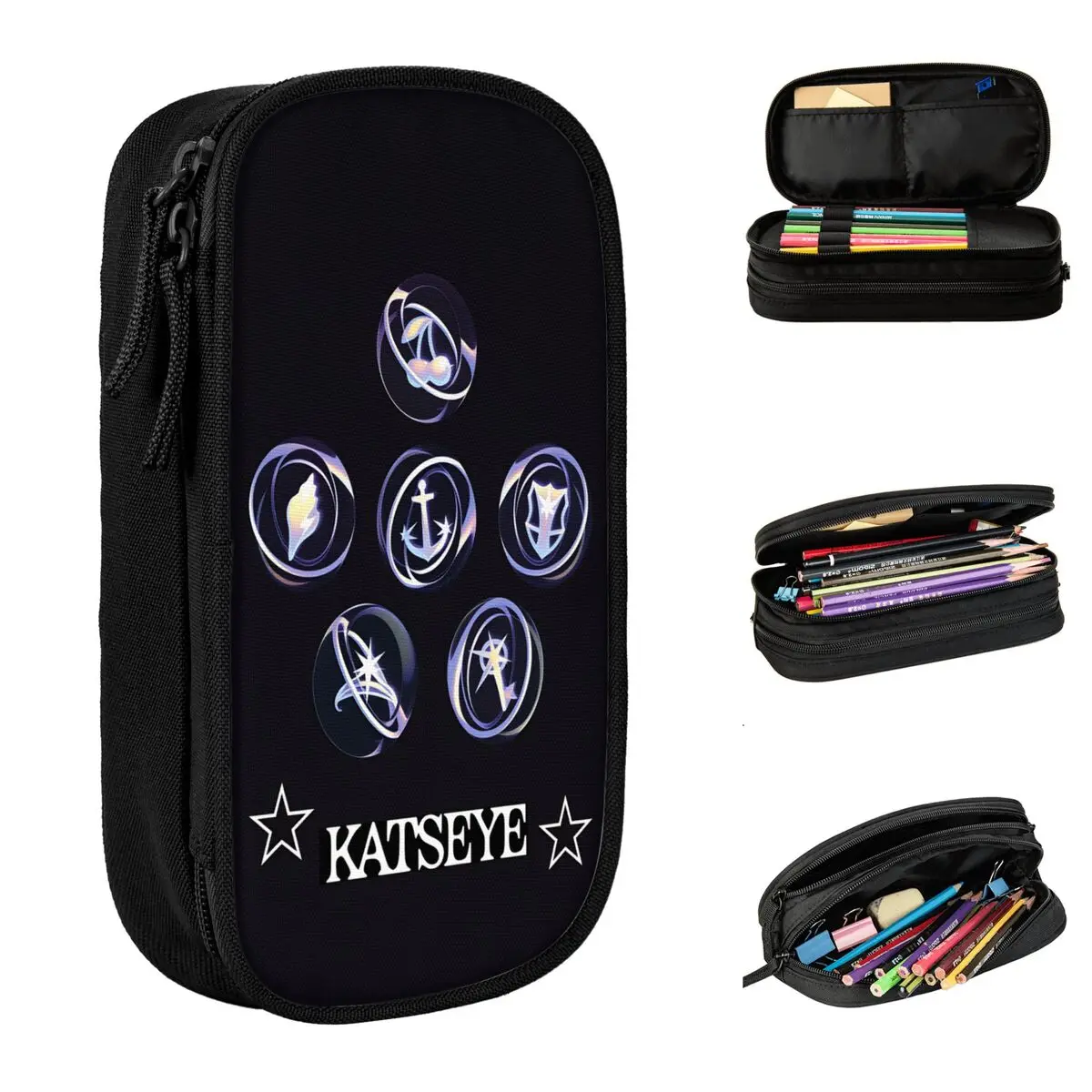Girl Group K-Katseyes Pencil Case Double Layer Pencil Box Kids Fashion Large School Pencil Cases Supplies