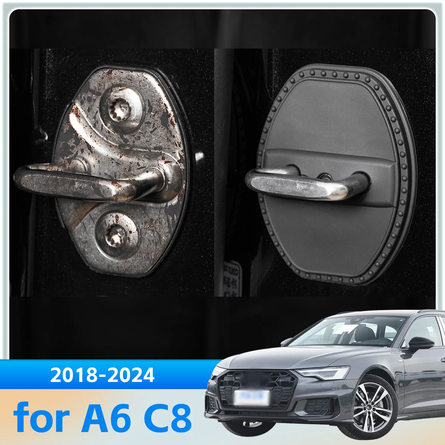 

2/4 шт. силиконовый чехол для дверного замка автомобиля, защитный декоративный чехол для Audi A6 C8 2018 2019 2020 2021 2022 2023 2024