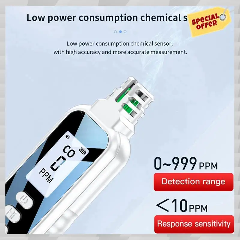 24-Hour Delivery 2X Portable Carbon Monoxide Detectors For Travel, LCD Display Handheld CO Detector With 2 AAA Batteries Powered