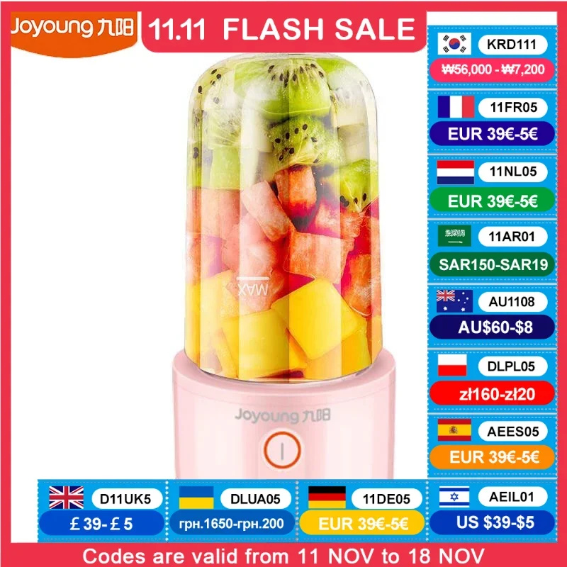 Joyoung L3-C85 Mini Juice Maker Fresh Fruit Milkshake Smoothie Mixer Portable Food Blender 250ML BPA Free Material Juicer Cup