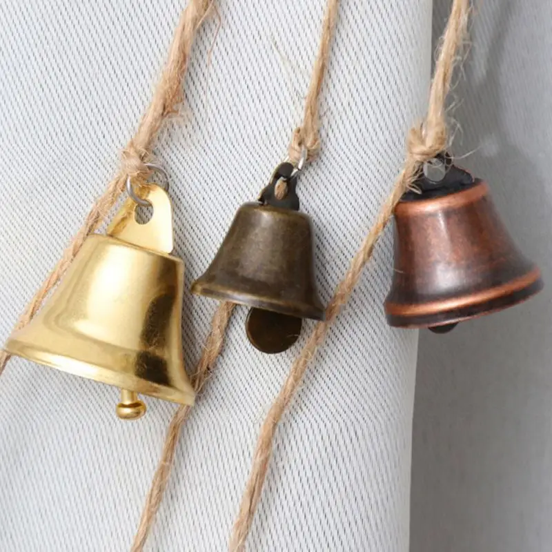 135cm Decorative Rustic Metal Bells Vintage Christmas Bells with Jute Rope for Farmhouse Decoration Antique Bells Wind Chimes