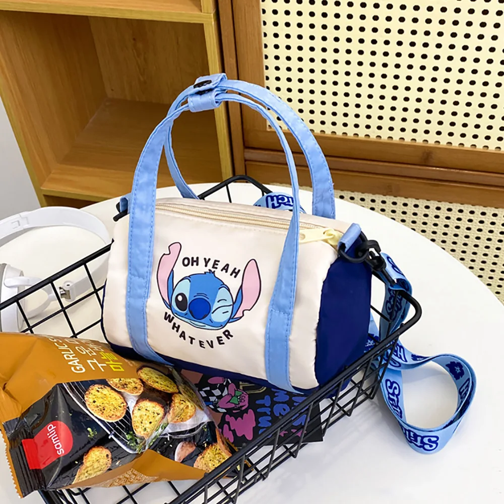 Bolso tipo cubo de lona Disney Stitch sanrio, bolso de mano bonito de dibujos animados, bolso cruzado informal y versátil, bolso de mano portátil