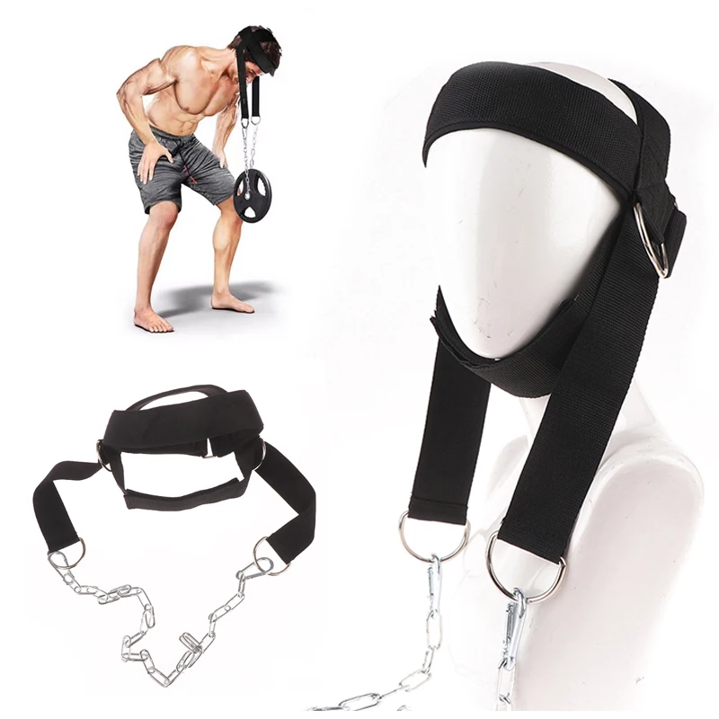 

Тренажерный зал Фитнес Крышка подшипника Регулируемый шейный ремень со стальной цепью Тренажер для шеи Тренировка силы мышц шеи