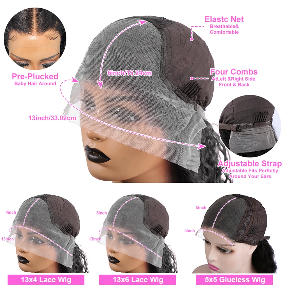 40 Inch Deep Wave Lace Front Wig Human Hair Wigs 100% Human Hair Wig 13x4 Deep Curly Frontal Wig Pre Plucked with Baby Hair 13x6 Lace Front Human Hair Wig 5x5 Glueless HD Lace Front Wig for Women image 7