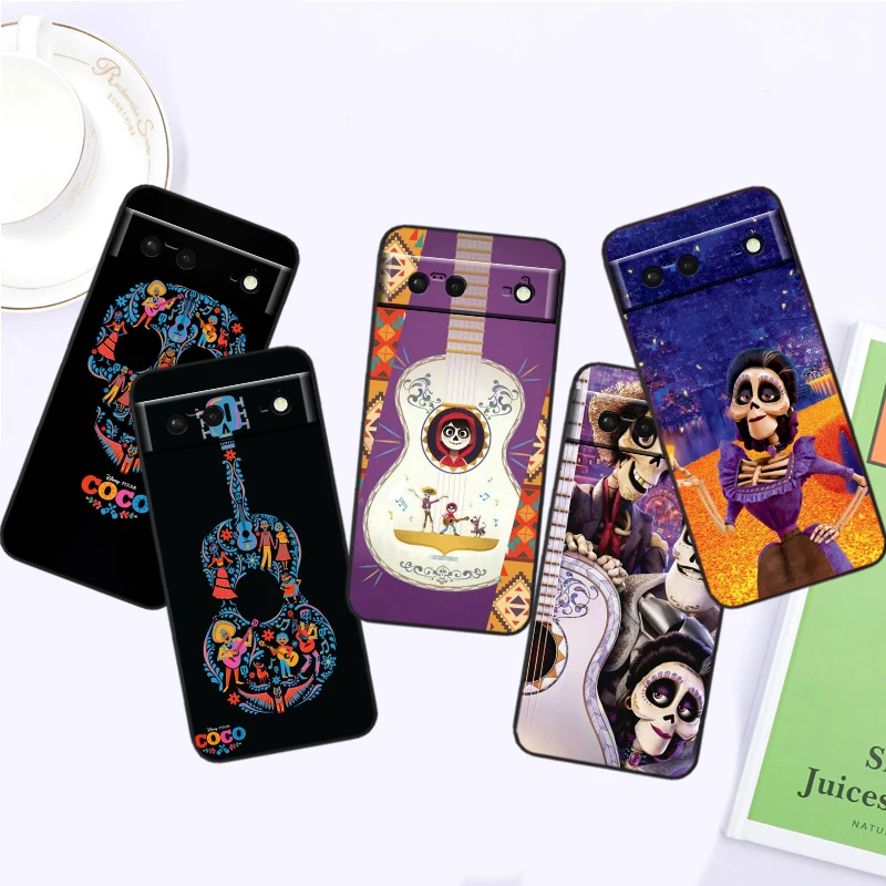 Coco Cartoon Anime Cute For Google Pixel 9 8 7A 7 6A 6 5A 5 4 4A XL 5G Black Silicon Shockproof Shell Cover Phone Case