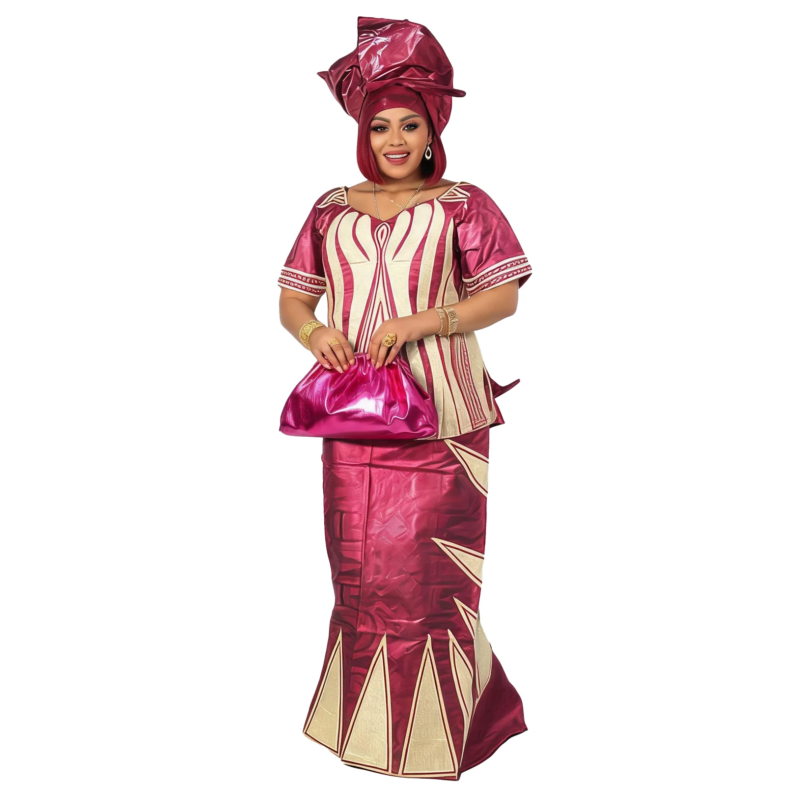 African Dresses For Women Plus Size Bazin Riche Embroidery Design