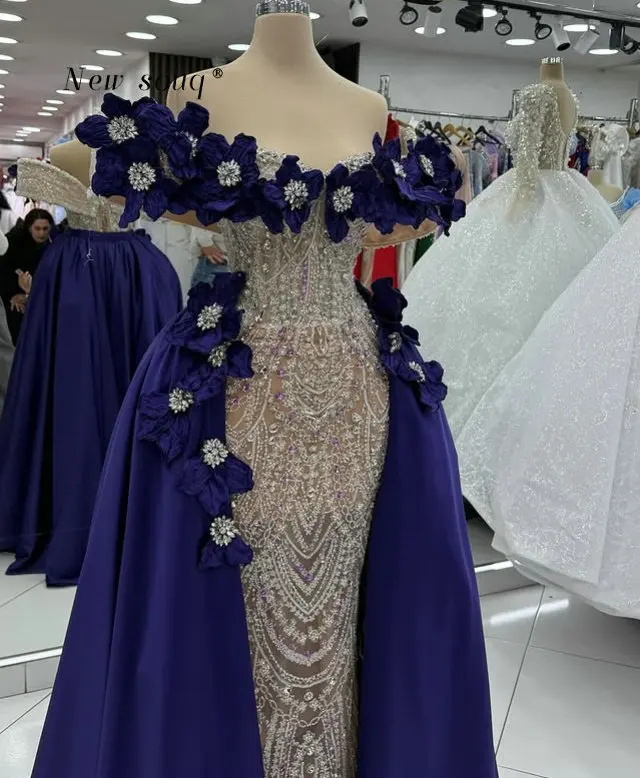 Twee stukken bloemen off-shoulder galajurken 2026 elegante formele kristallen kralen bruiloftsgast feestkleding op maat