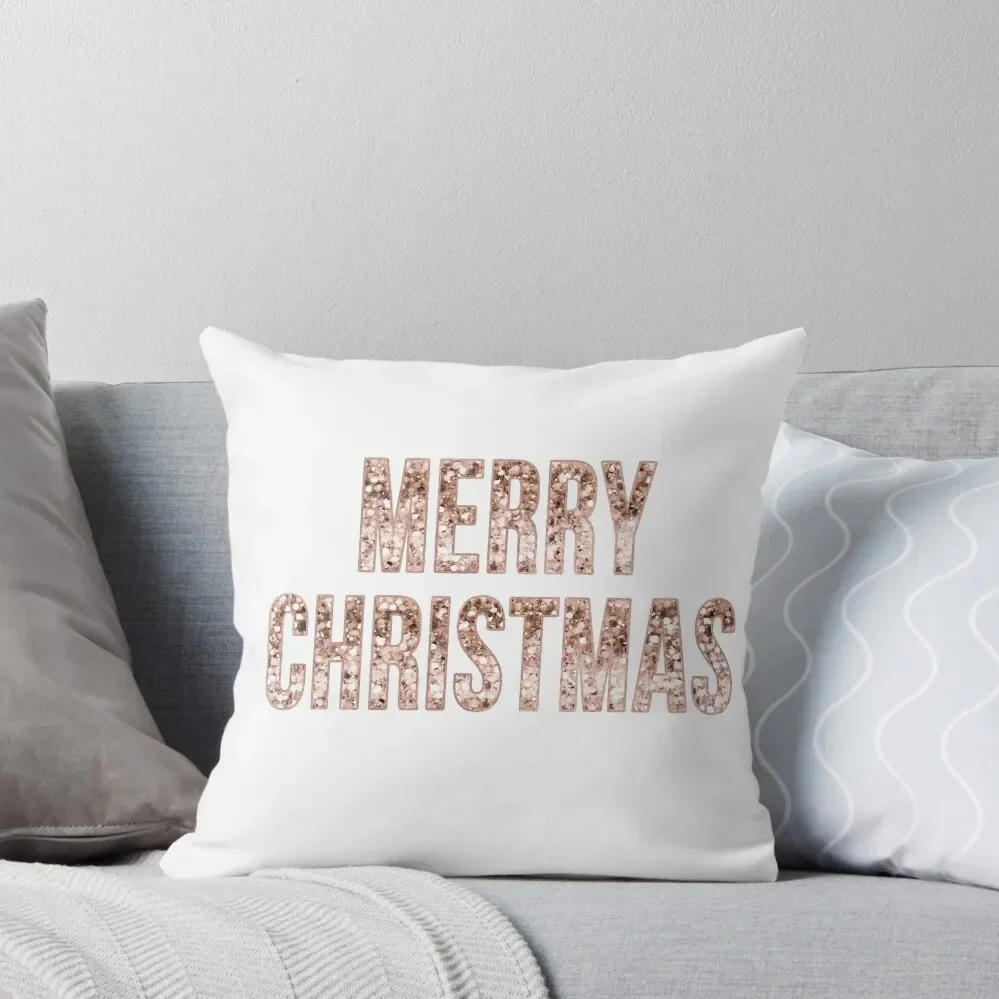 Merry Christmas en rose gold Throw Pillow christmas ornaments 2025 Cushion Cover Luxury Covers For Sofas Cushion Child pillow