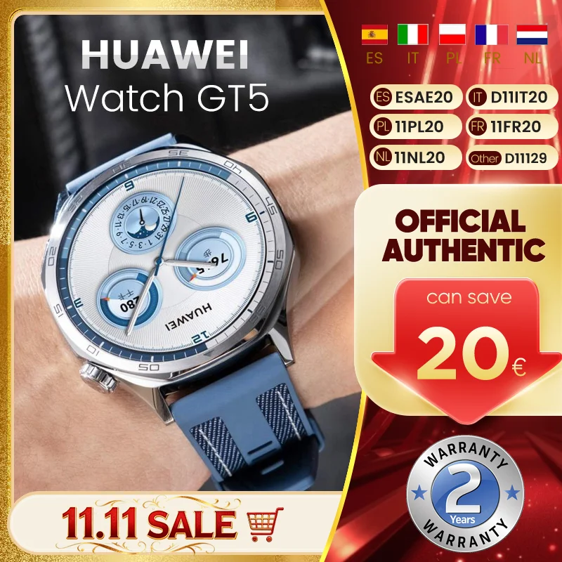 Huawei watch gt5 smartwatch 46mm/41mm versión Global 2024 nuevo para hombres mujeres relojes originales oficiales 1,43 "AMOLED NFC ECG