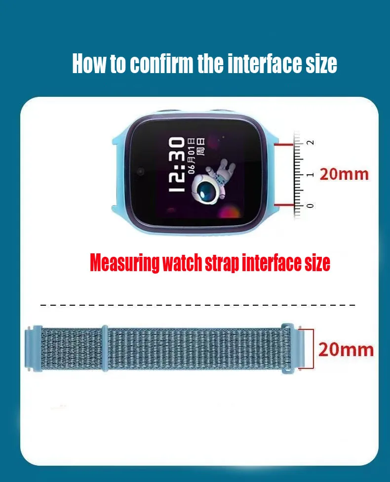 20mm Universelles Kinder-Smartwatch-Armband Nylon-Schlaufenband Verstellbares Ersatz-Armband Komfortable Kinder-Uhrenarmbänder – Detail 1