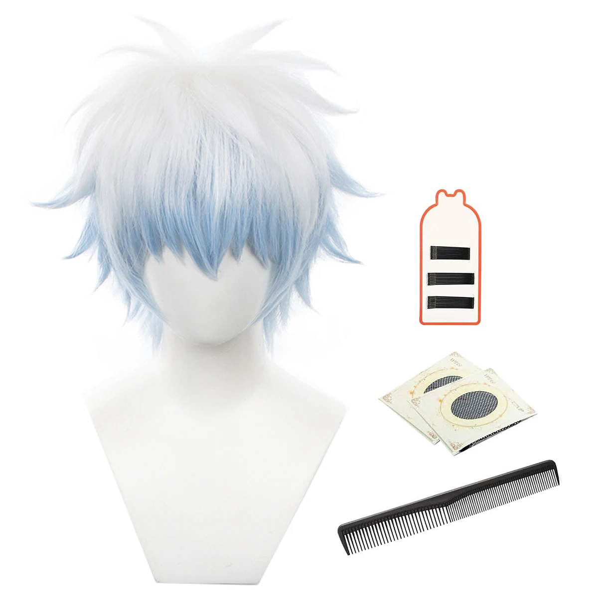 HOLOUN Gintama Anime Sakata Gintoki Cosplay Wig Rose Net Synthetic Fiber Adjustable Size Heat Resistant Halloween