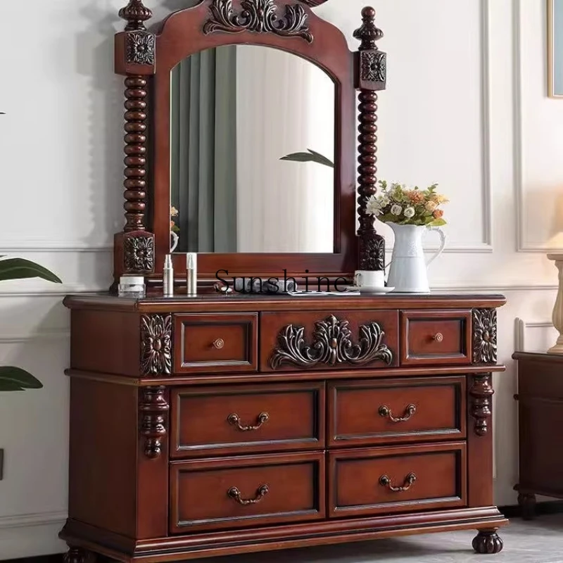 

All solid wood American dresser bedroom, simple retro storage, integrated small apartment